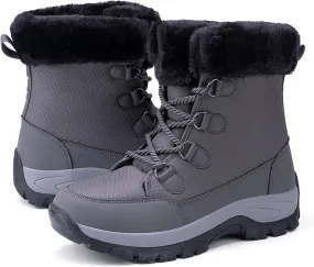 Womens Snow Boots Lace-up Warm Fleece Lined Winter Boots for Women Anti Slip Ankle Boots Mid Calf Boots Water-proof Outdoor Boots Comfortable Walking Shoes for Women Ladies Girls